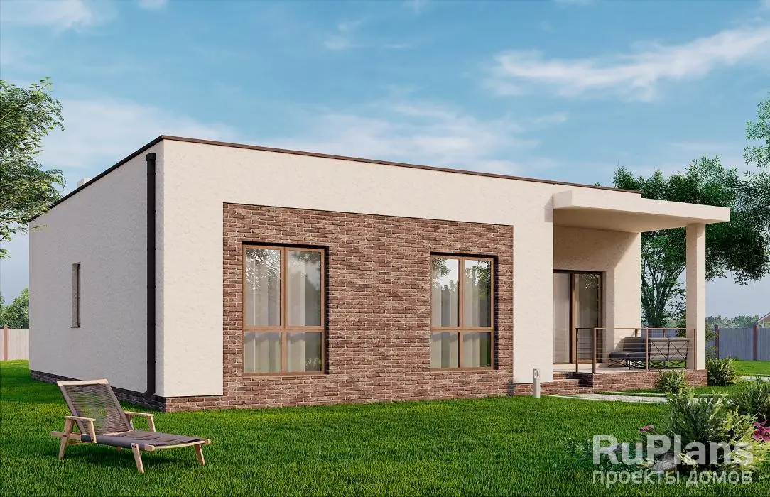 Проект одноэтажного дома 110 м², 12,9 × 12,1 м — фото 1