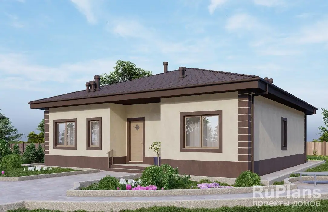 Проект одноэтажного дома 110 м², 12,1 × 12,9 м