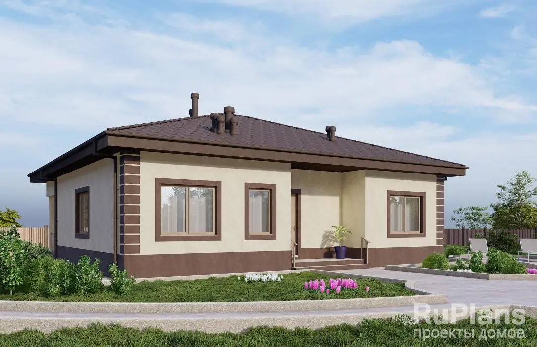 Проект одноэтажного дома 110 м², 12,1 × 12,9 м — фото 1