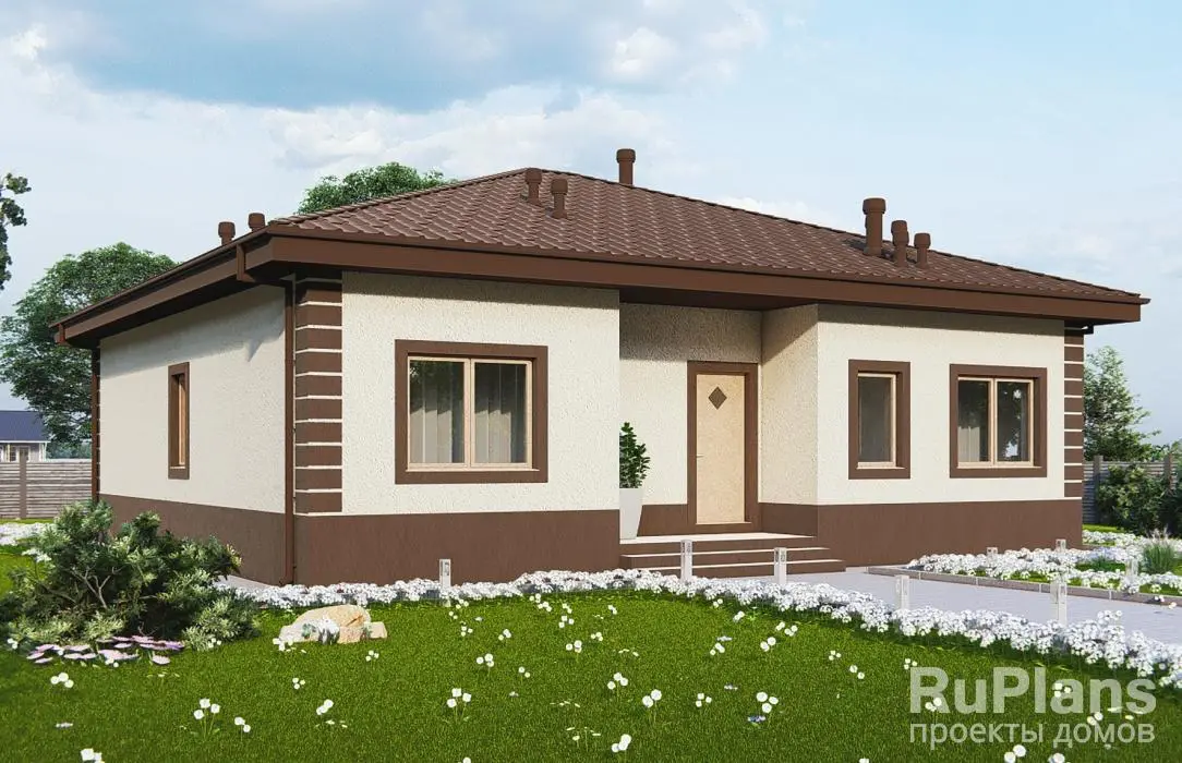 Проект одноэтажного дома 110 м², 12,8 × 13,5 м