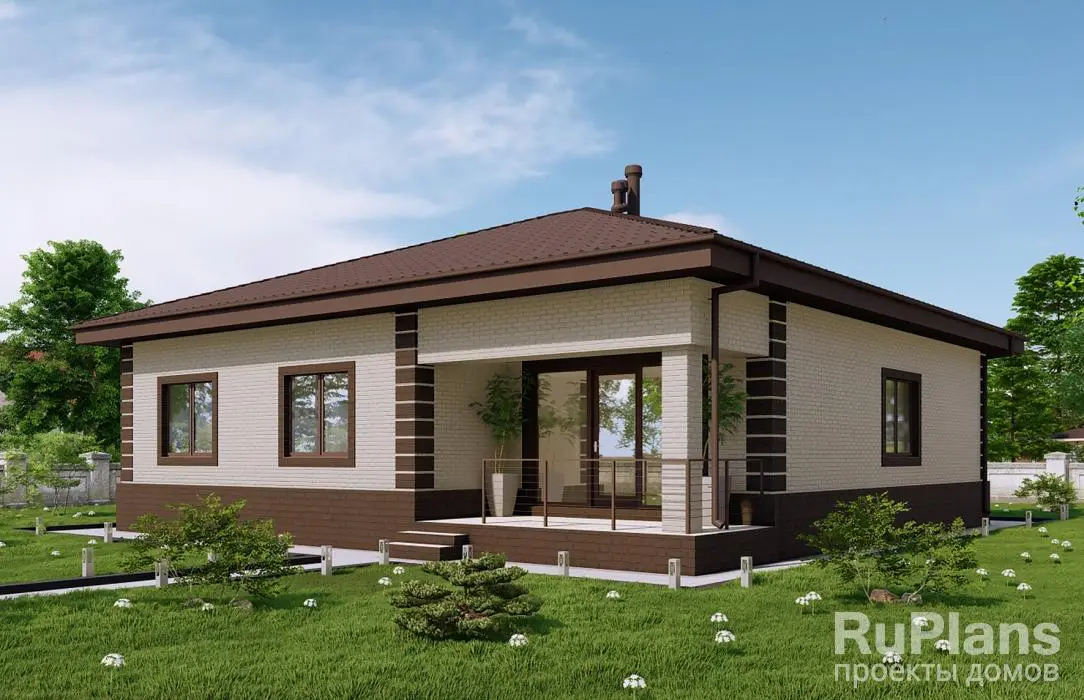 Проект одноэтажного дома 110 м², 12,5 × 13,2 м