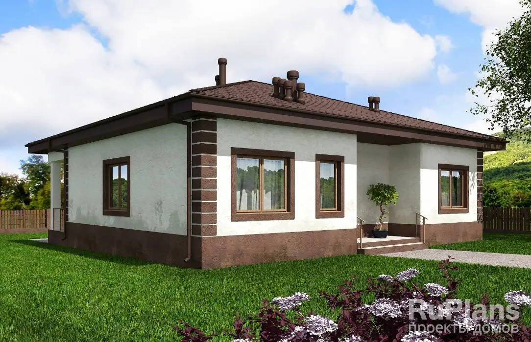 Проект одноэтажного дома 111 м², 12 × 12,8 м — фото 1