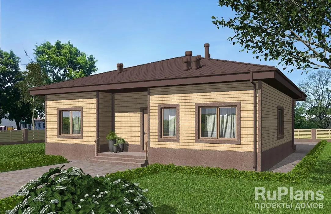 Проект одноэтажного дома 111 м², 12 × 12,8 м