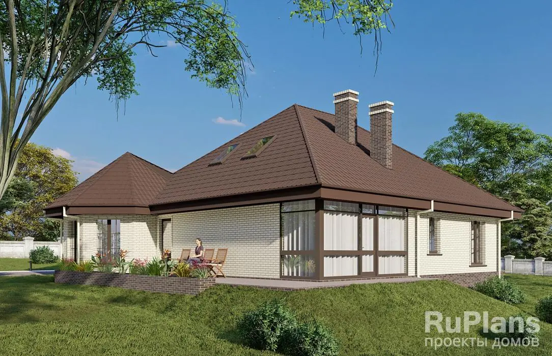 Проект одноэтажного дома 113 м², 14,8 × 15,1 м — фото 2