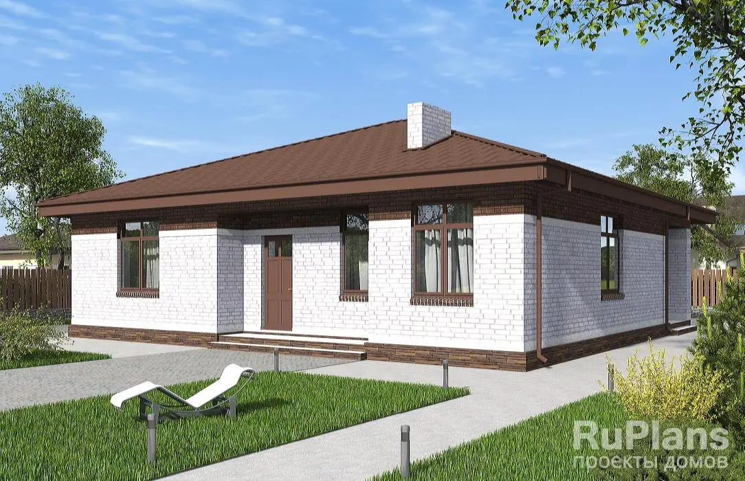 Проект одноэтажного дома 114 м², 13 × 13,6 м