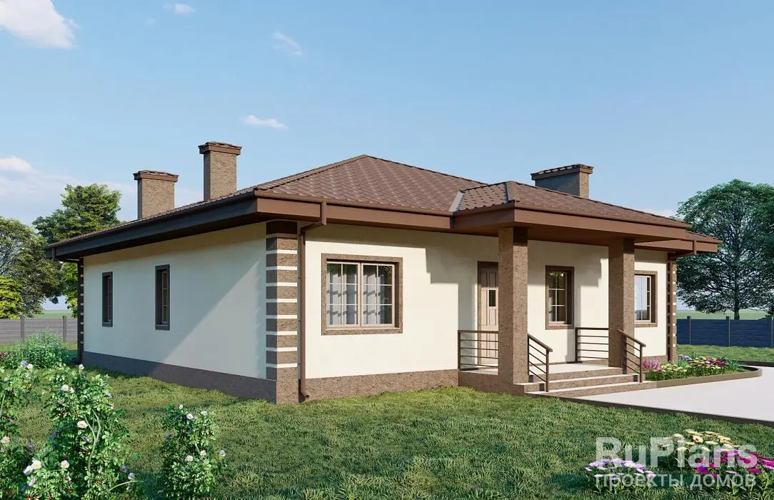 Проект одноэтажного дома 119 м², 14,7 × 12,9 м — фото 1