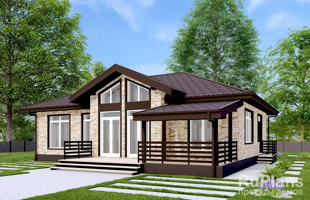Проект одноэтажного дома 122 м², 14,9 × 15,9 м — фото 1
