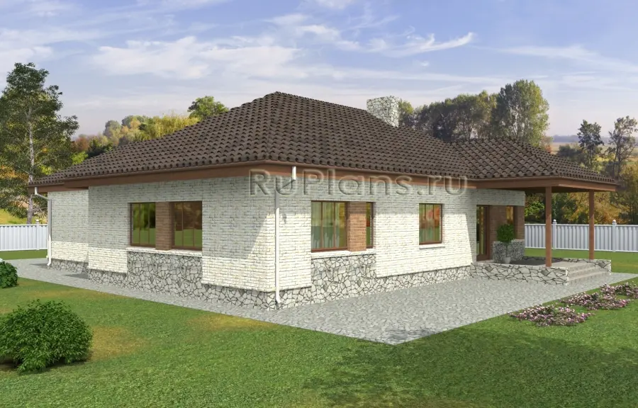 Проект одноэтажного дома 126 м², 15,5 × 19,4 м — фото 2