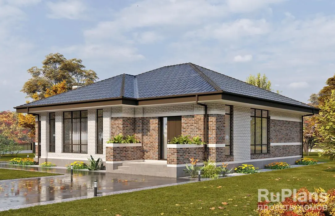 Проект одноэтажного дома 128 м², 15,4 × 14,9 м