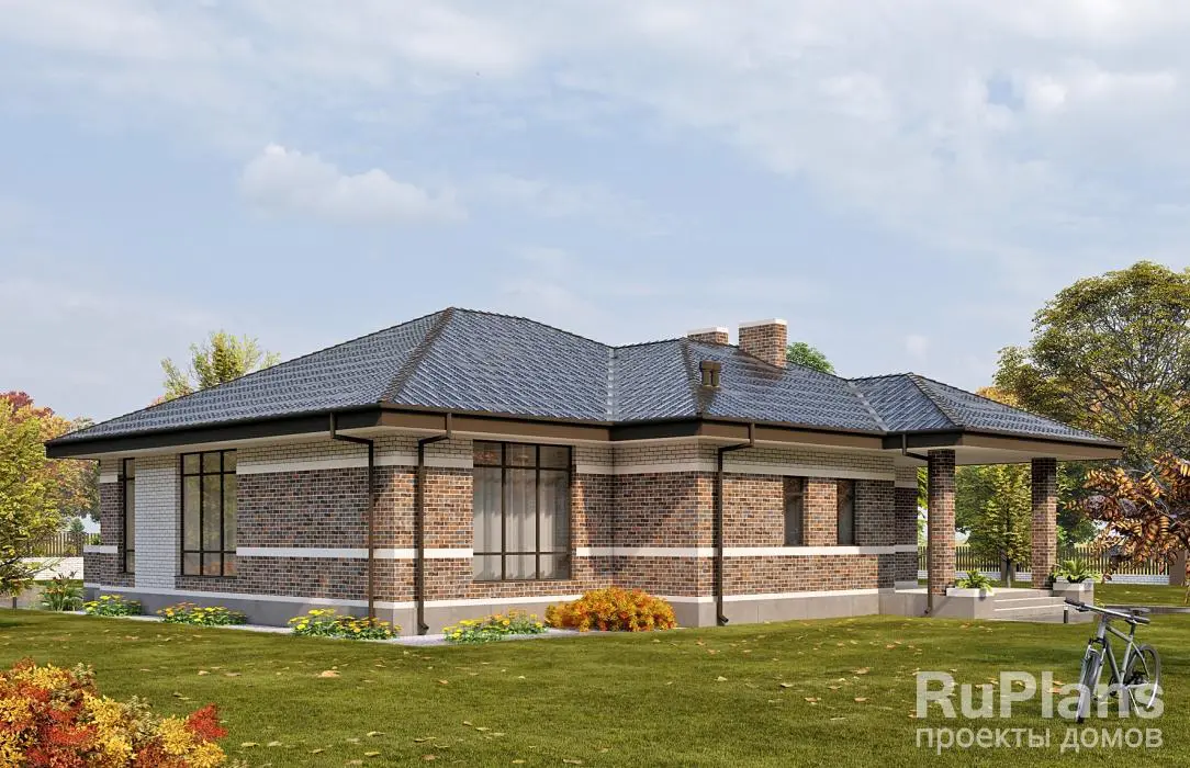 Проект одноэтажного дома 128 м², 15,4 × 14,9 м — фото 2
