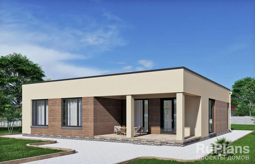 Проект одноэтажного дома 128 м², 14,2 × 14,2 м — фото 3