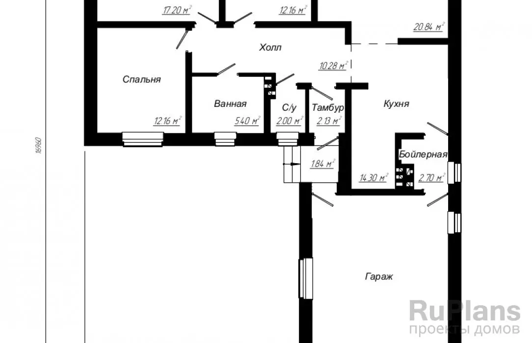 Проект одноэтажного дома 129 м², 13 × 17 м — Первый этаж