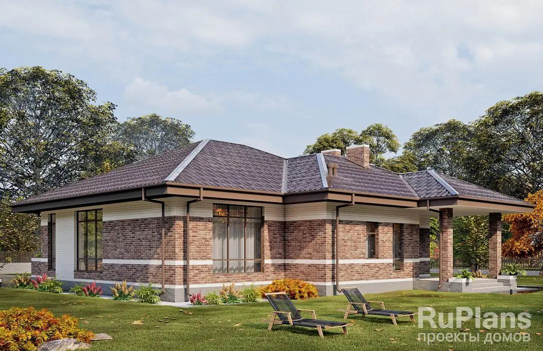 Проект одноэтажного дома 129 м², 15,8 × 14,8 м — фото 2