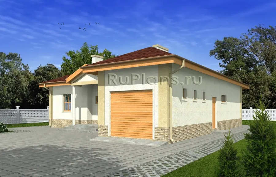 Проект одноэтажного дома 131 м², 13,4 × 15 м — фото 1
