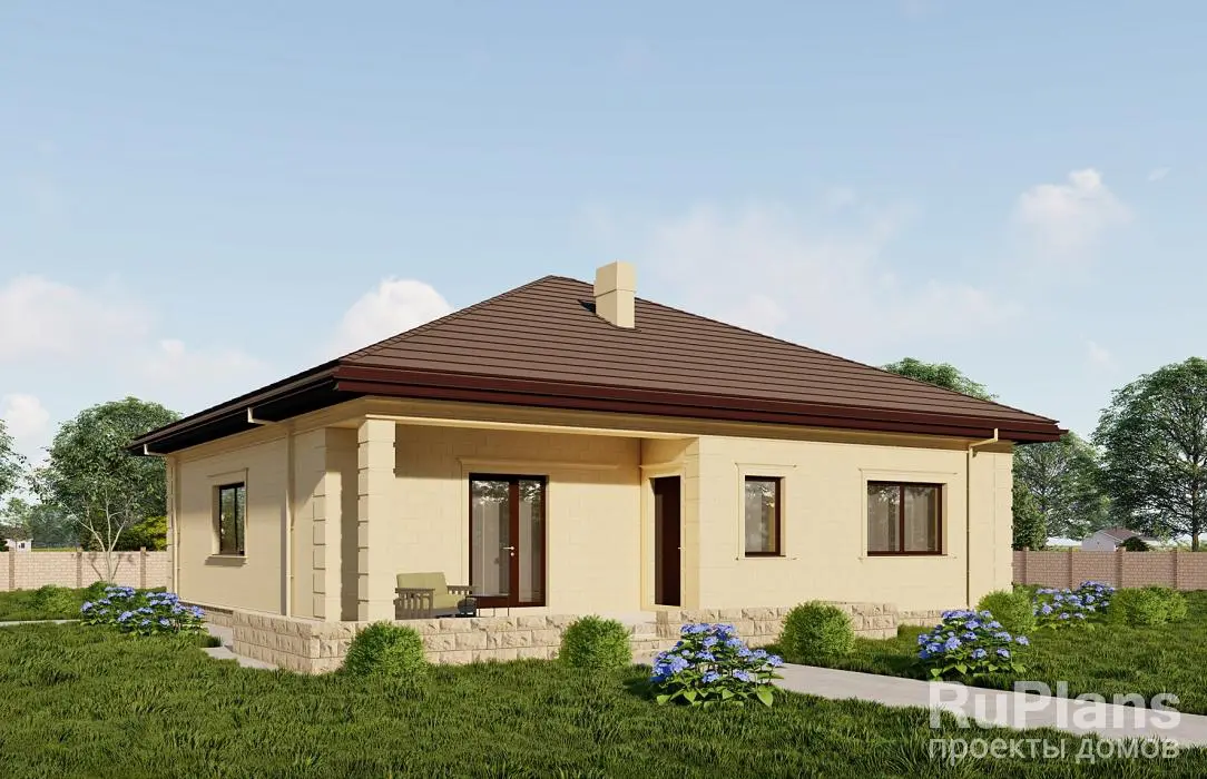 Проект одноэтажного дома 133 м², 16,6 × 14,9 м