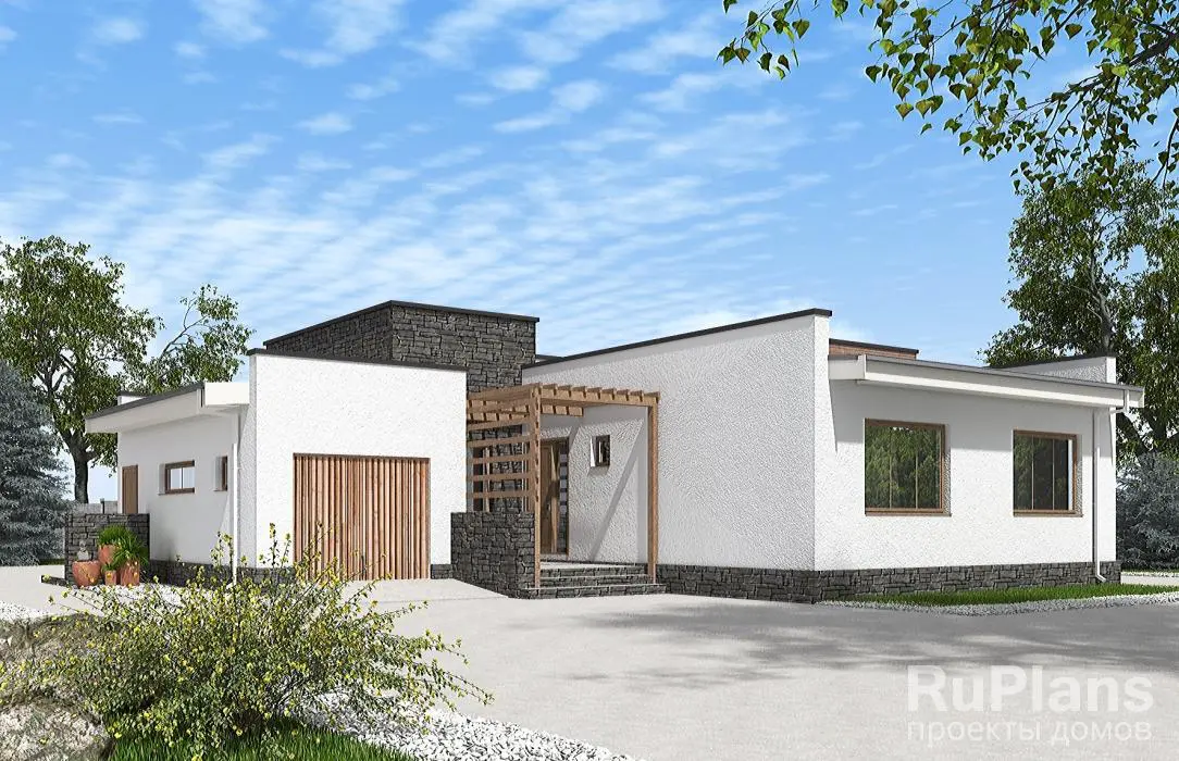 Проект одноэтажного дома 135 м², 15,3 × 14,5 м