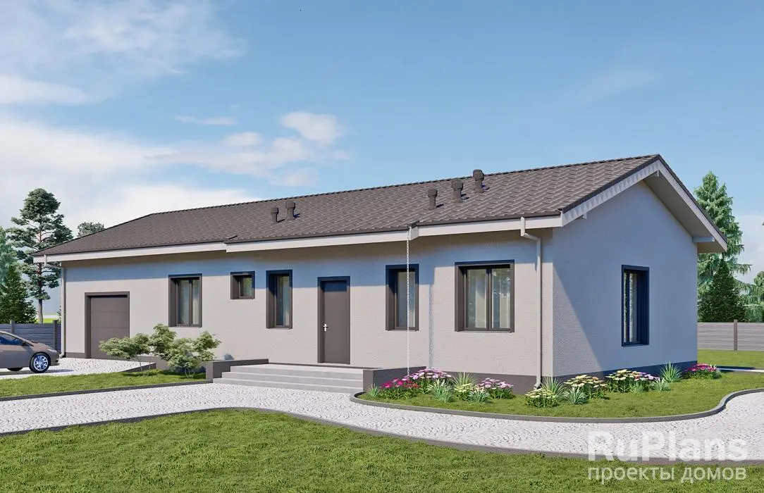 Проект одноэтажного дома 142 м², 20,2 × 8,7 м