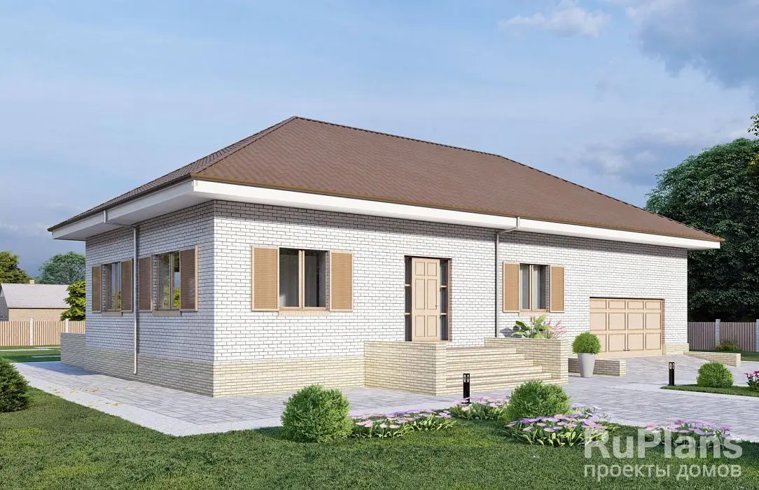 Проект одноэтажного дома 147 м², 9,8 × 18,9 м — фото 1