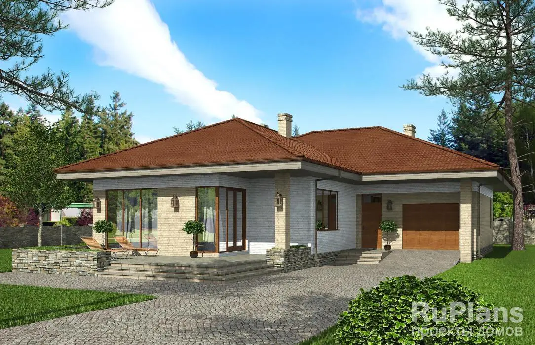 Проект одноэтажного дома 150 м², 14,2 × 16,8 м