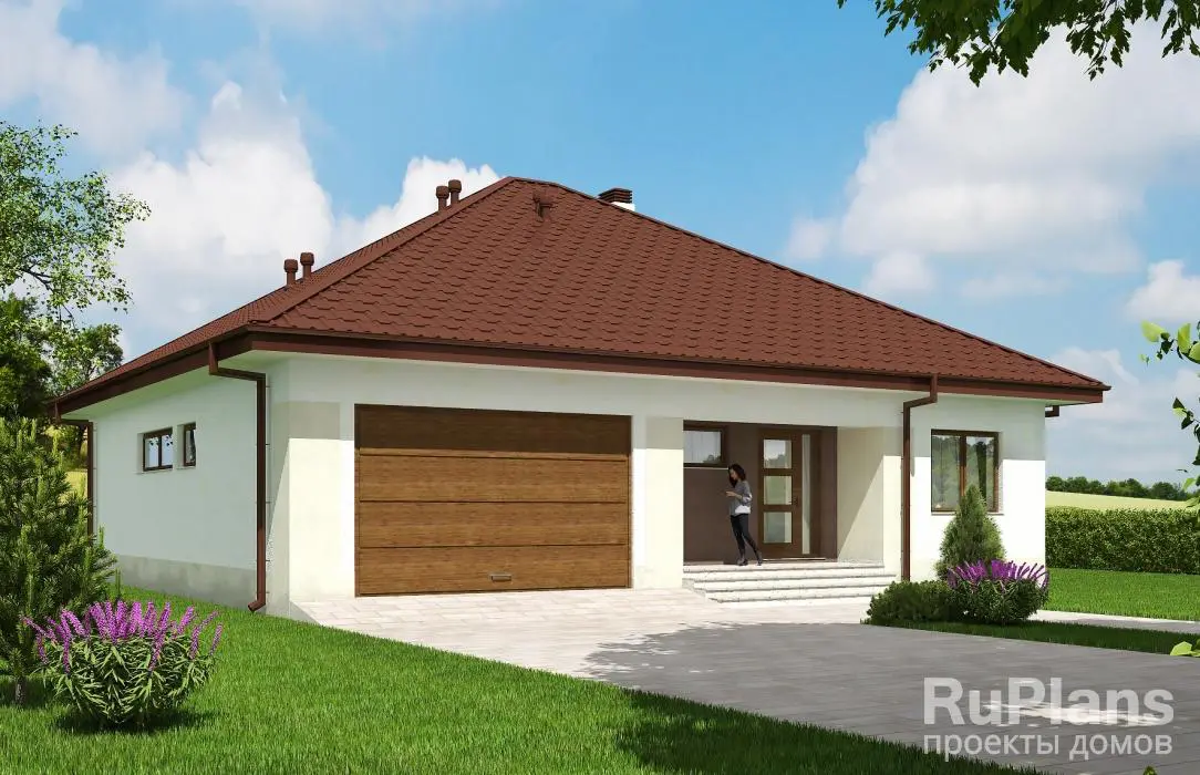 Проект одноэтажного дома 150 м², 13,5 × 15,5 м