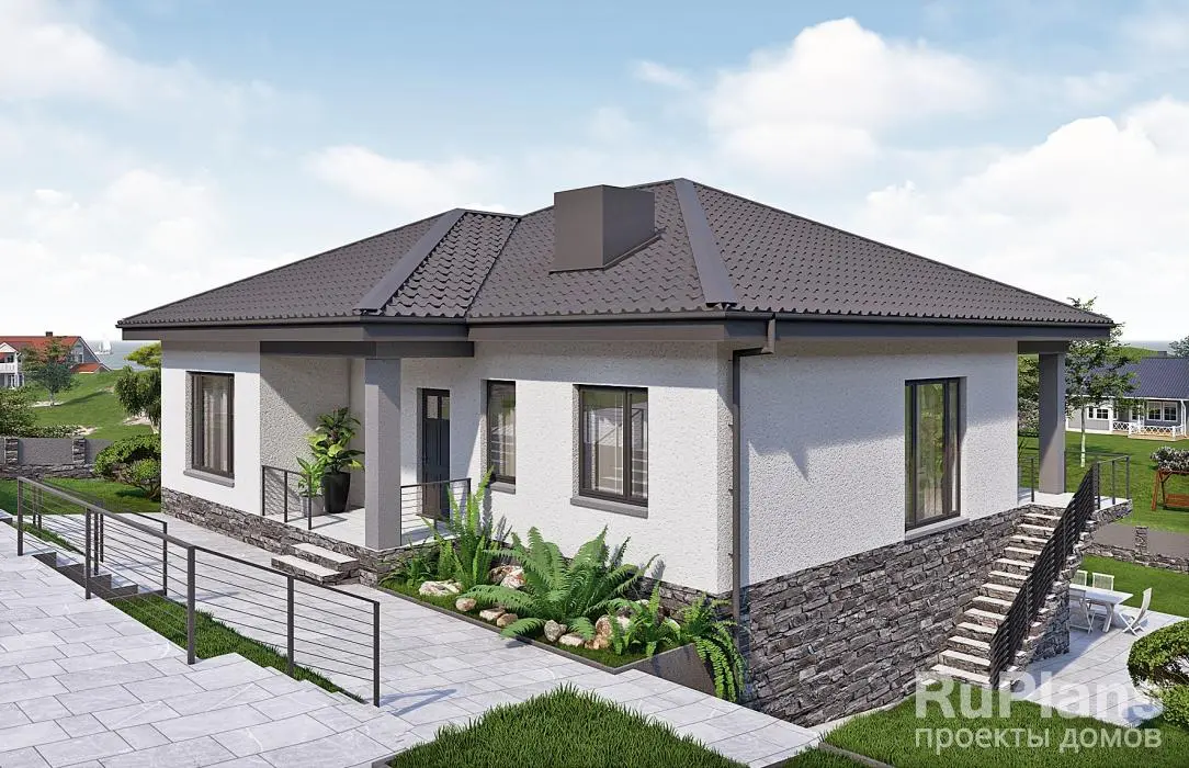 Проект одноэтажного дома 152 м², 12,9 × 15,1 м