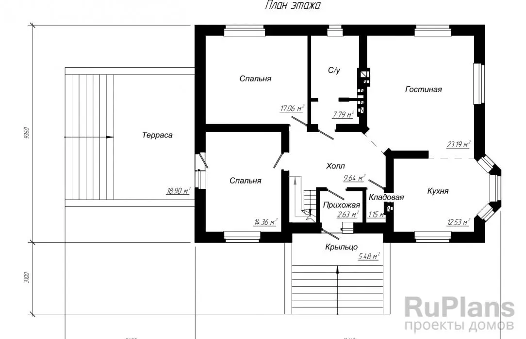 Проект одноэтажного дома 154 м², 13,2 × 9,4 м — Первый этаж