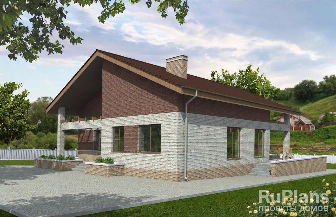 Проект одноэтажного дома 166 м², 12,2 × 14,8 м — фото 1