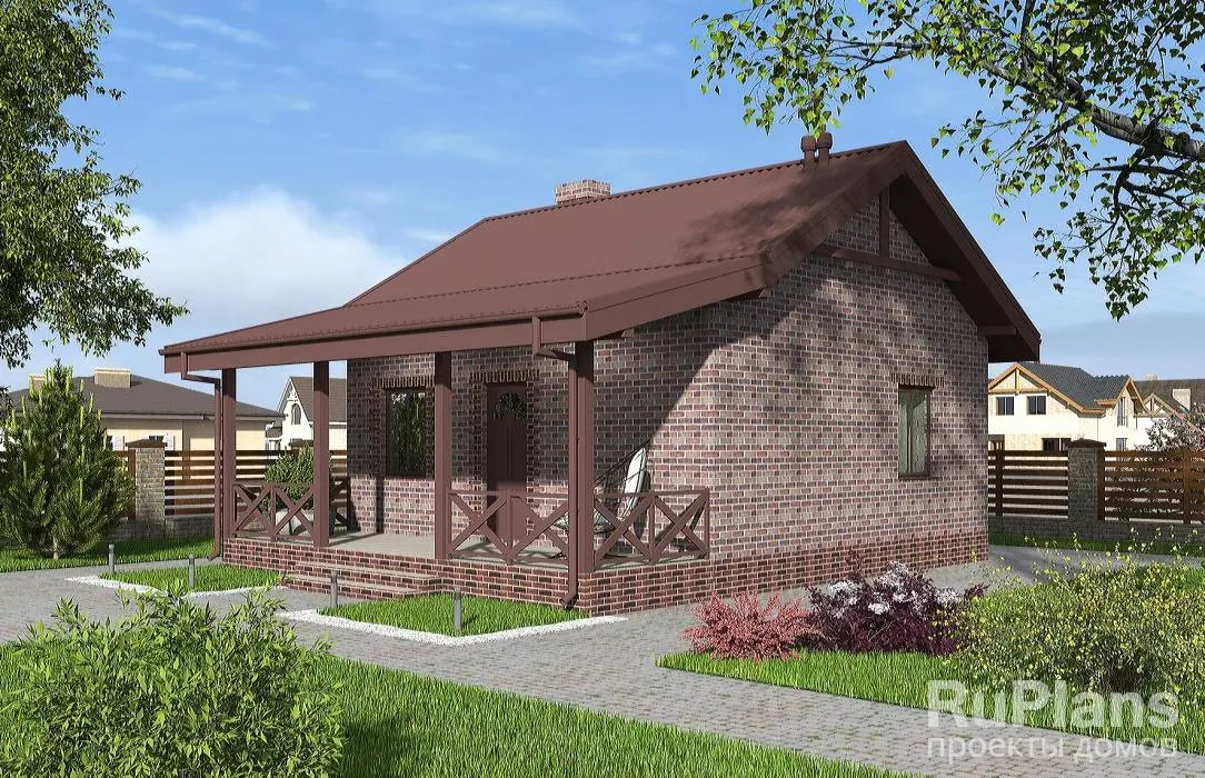 Проект одноэтажного дома 44 м², 9,7 × 7,7 м