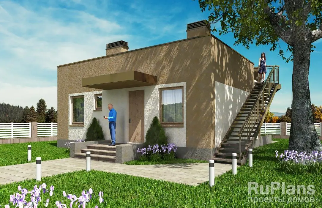 Проект одноэтажного дома 55 м², 7,1 × 10,4 м