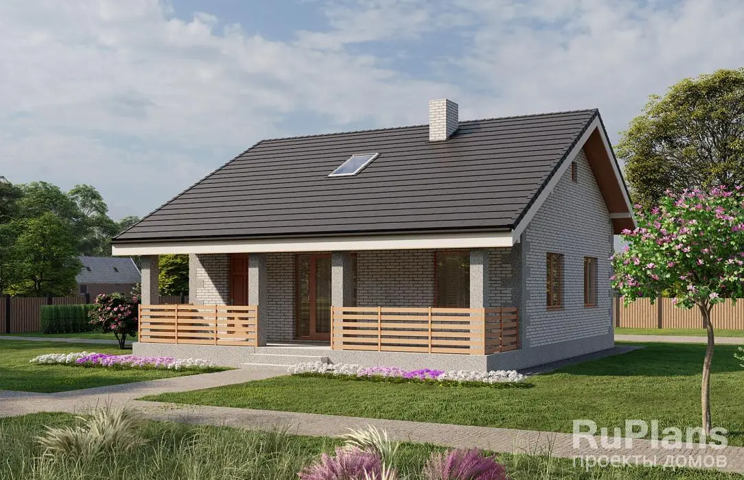 Проект одноэтажного дома 59 м², 9,9 × 9,9 м