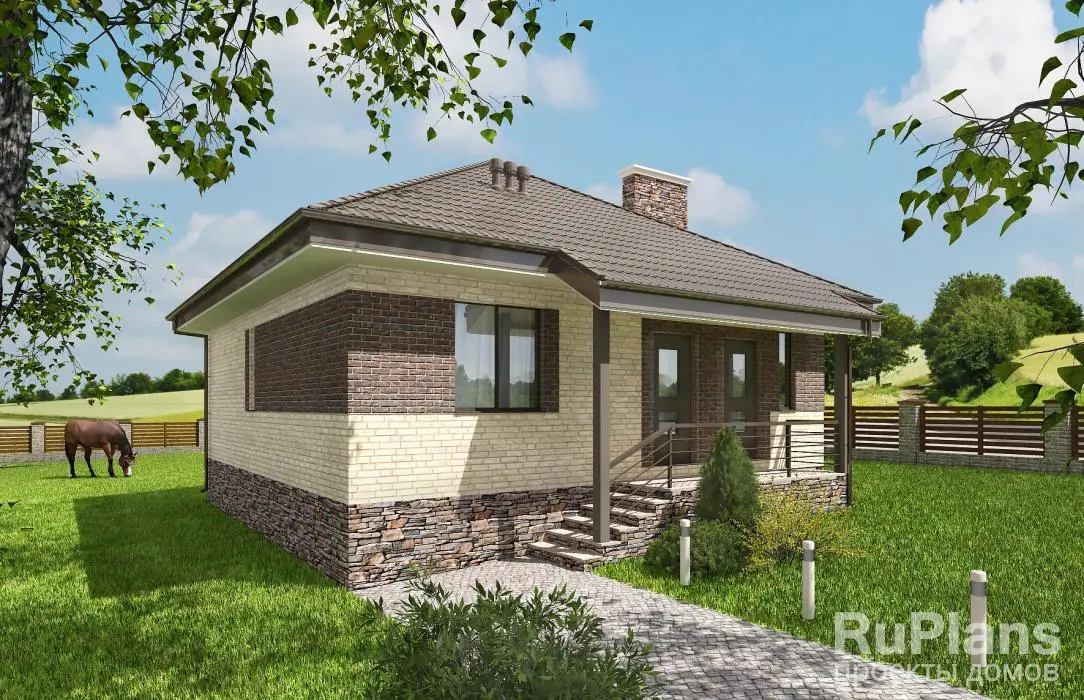 Проект одноэтажного дома 62 м², 10,4 × 9,2 м — фото 1