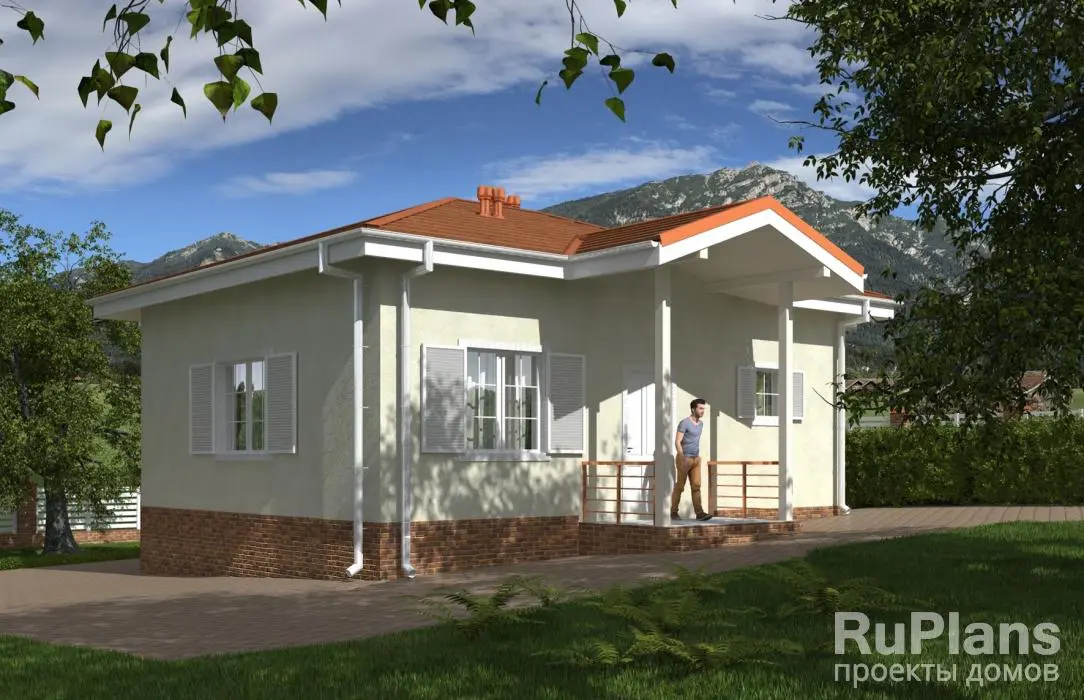 Проект одноэтажного дома 63 м², 9,8 × 11,4 м