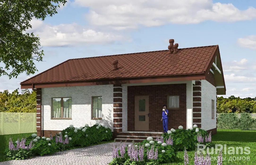 Проект одноэтажного дома 70 м², 9,2 × 10,7 м