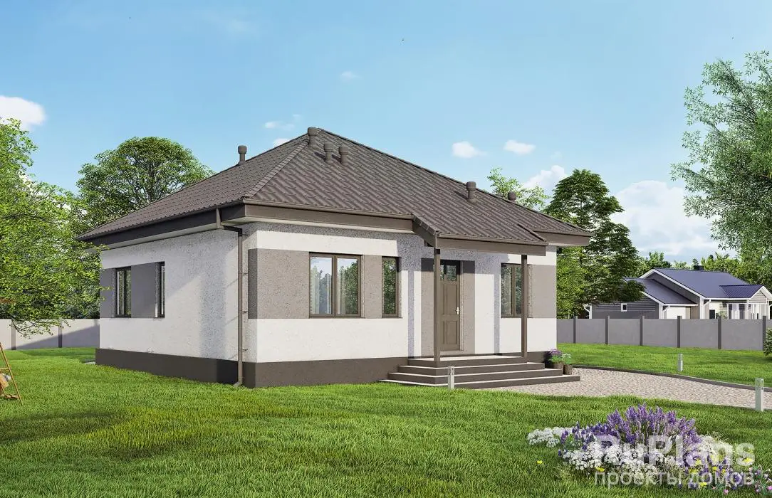 Проект одноэтажного дома 70 м², 9,4 × 9,4 м — фото 1
