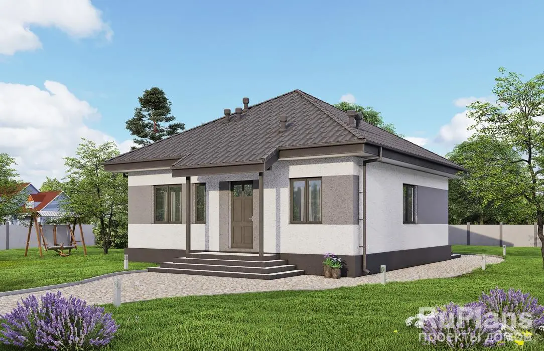 Проект одноэтажного дома 70 м², 9,4 × 9,4 м