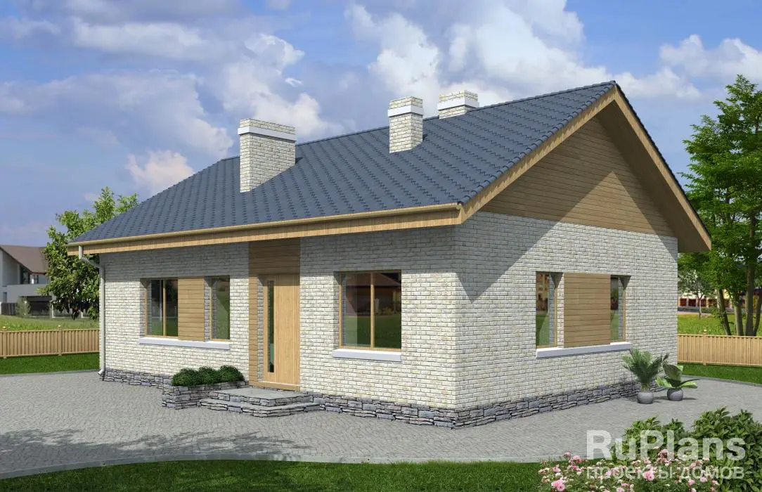 Проект одноэтажного дома 77 м², 12,5 × 8,8 м — фото 1