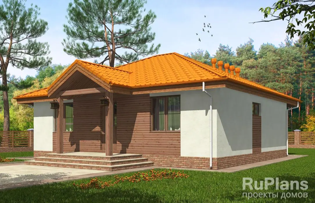 Проект одноэтажного дома 83 м², 10,7 × 12,1 м — фото 1