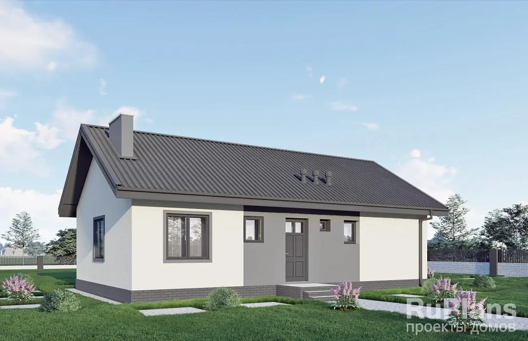 Проект одноэтажного дома 84 м², 9,6 × 12,8 м