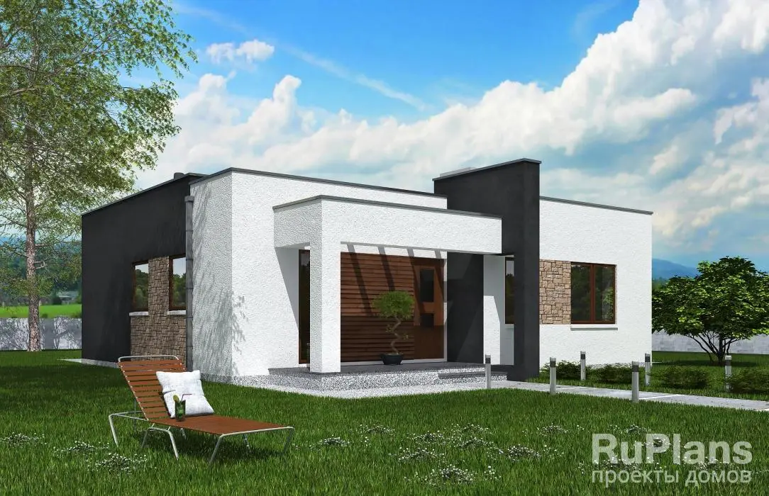 Проект одноэтажного дома 85 м², 12,7 × 12,1 м