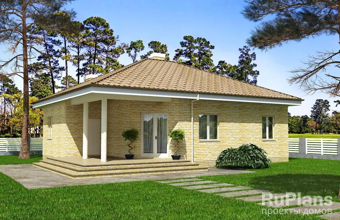 Проект одноэтажного дома 86 м², 10,2 × 12,2 м
