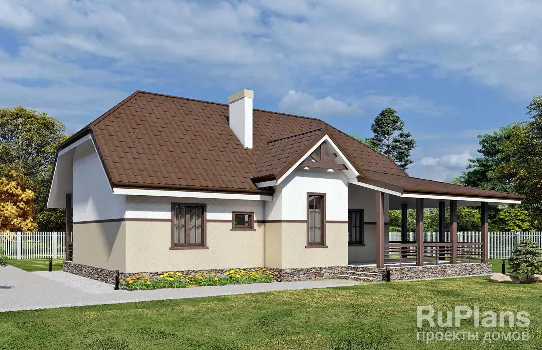 Проект одноэтажного дома 87 м², 13,1 × 15,3 м — фото 2