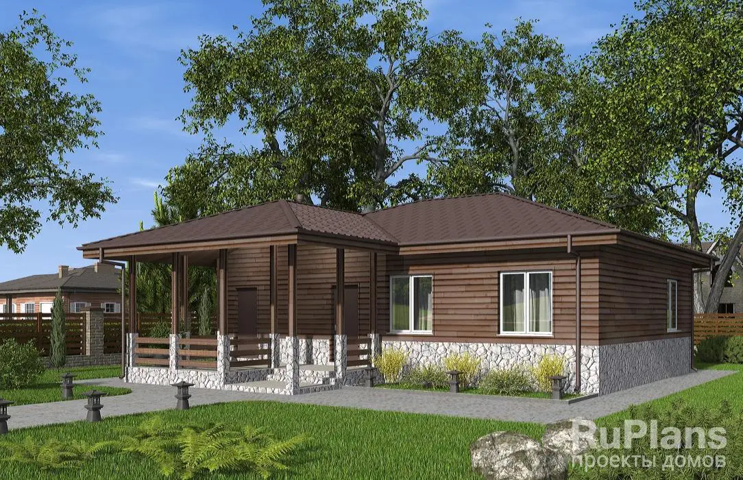 Проект одноэтажного дома 91 м², 13,3 × 12,5 м