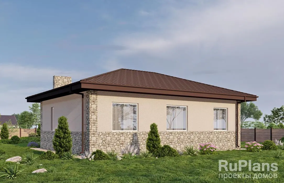 Проект одноэтажного дома 92 м², 13,4 × 12,3 м — фото 1