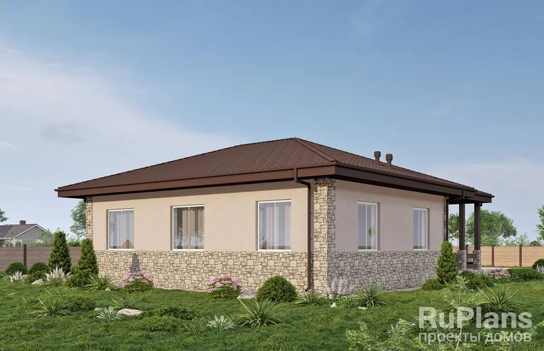 Проект одноэтажного дома 92 м², 13,4 × 12,3 м — фото 2