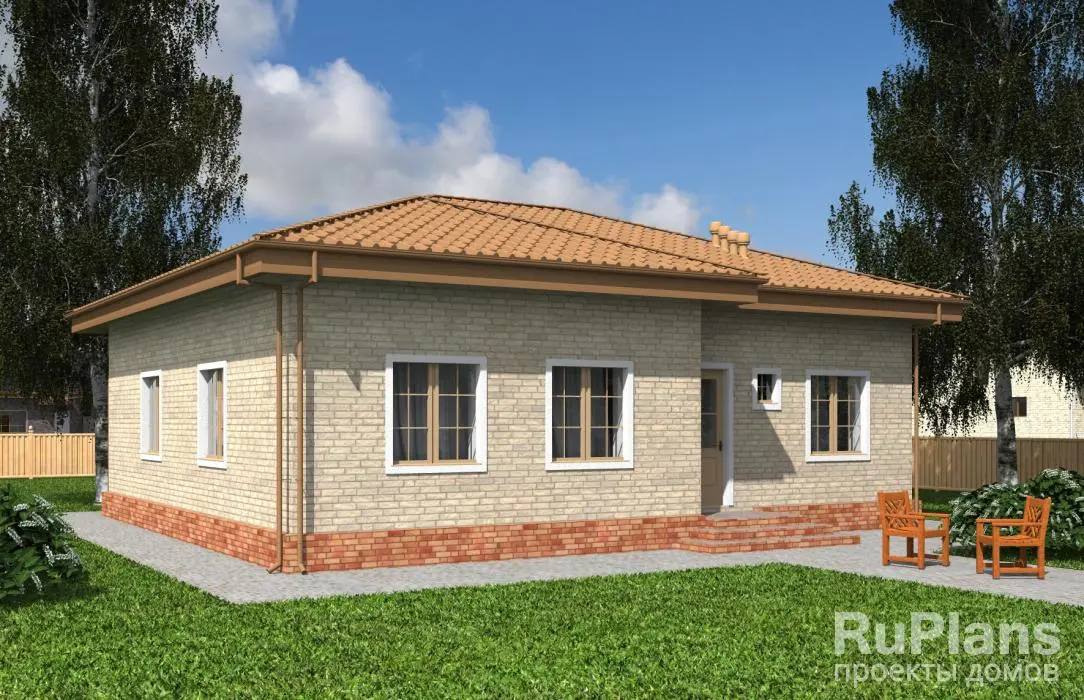 Проект одноэтажного дома 98 м², 11,2 × 12,2 м